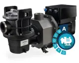 En tyst poolpump med energieffektivitetsmärkning A.
